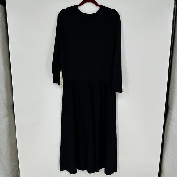 Eliza J Fit and Flare Knit Sweater New Modest Midi Dress in Black Womens XXL - Picture 3 of 13
